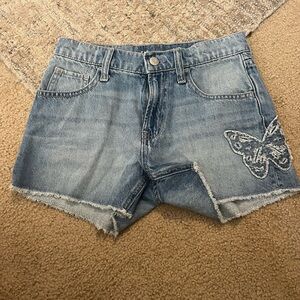 Gap Low Stride Denim Butterfly Embroidered Girl Shorts